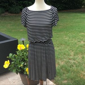 Ann Taylor Loft Black/White Stripe Dress